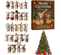 Calendario 'Avvento Conto Alla Rovescia Di Natale, decorazione in acrilico, 2D, calendario 'Avvento di 24 giorni con ornamenti per topi, per rami di albero davanzali da parete
