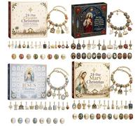 Calendario Avvento cristiano con braccialetto e ciondoli (4pcs) | Calendario Avvento 2026 a tema religioso con perline e ciondoli; set di gioielli fai-da-te a tema Natività per un regalo