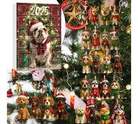 Calendario 'Avvento Decorazioni Natalizie - Per Feste In Acrilico 2D,Calendario 'Avvento Con Decorazioni Razze Cani Per 24 Giorni | Per Amici Adulti Adolescenti Amanti Animali Albero Finestra Porta