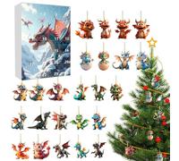 Calendario 'Avvento Dei Dinosauri - Pendaglio Albero Di Natale Con Dinosauro In Acrilico 2D,Per Feste E Regali Natalizi Per Interni Auto | Decorazioni Per Casa Ufficio Cameretta