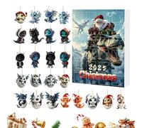 Calendario 'Avvento Del Drago | 2D In Acrilico Per Specchio Retrovisore E Albero Di Natale,Calendario Del Conto Indietro 2025, Figura Animale Per Decorazione Auto, Casa E Albero Di Natale