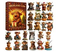 Calendario 'Avvento Della Delle Highland - Ciondoli In Acrilico 2D 2025 | Decorazioni Per L'albero Di Natale Per Il Conto Alla Rovescia Degli Animali, Per Zaino, Borsa, Portachiavi, Casa, Au