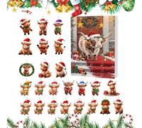 Calendario 'Avvento della delle Highland - Scatola per il conto alla rovescia di Natale, set di ornamenti da appendere all'albero | Simpatica collezione di decorazioni festive per mucche del