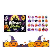 Calendario 'Avvento di Halloween, 24 pezzi, con teschio e | Anelli luminosi per conto alla rovescia di Halloween come ricompensa per bambini e ragazze in scuola e