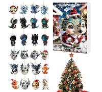 Calendario 'Avvento Di Natale 24 Giorni,24 Decorazioni 2D Cuccioli Di Drago In Acrilico Per Avvento | Calendario Countdown 2025 Per Albero Natale Finestra Parete Specchietto Auto