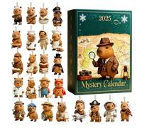 Calendario 'Avvento di Natale, ciondoli in acrilico 2D, Capybara, decorazione per albero 24 giorni, per specchietto retrovisore per aula, regalo basso di Natale, albero da giardino, festa