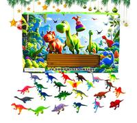 Calendario 'Avvento Di Natale - Figure Festive Di Dinosauri Per Calendario 'Avvento Bambini | Giocattolo Auto Con Conteggio 24 Giorni Per Casa Viaggi Scuola