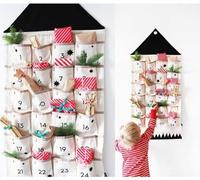 Calendario 'Avvento Di Natale In Tessuto 120X50 cm Sospensione Calendario dell'Avvento Ripetibile Borsa Portaoggetti 24 Tasche Tasche per Calendario 'Avvento di Natales Ornamenti Natalizi Decorazione