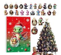 Calendario Avvento Drago - 24 Giorni Decorazione Acrilico 2D | Bambino Drago Avvento Natale | Per Specchio Retrovisore Finestra Porta Adulti