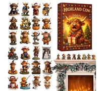 Calendario Avvento e Highlands,Figure 3D Ciondoli Per Conto Alla Rovescia,24 Pezzi Calendario 'Avvento di Natale - Per Maniglia a Porta Comodino Libreria Banco Espositore Festa Fattoria