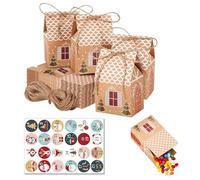 calendario avvento fai da te 24 pezzi scatole regalo Natale 10.5x7x5 cm con adesivi numerici e corda per confezioni decorative feste bambini adulti