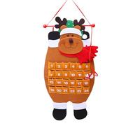 Calendario Avvento Feltro - Prospetto Murale Festivo con Tasche | Design 3D Babbo Natale Pupazzo Neve Alce, Conto Rovescia 24 Giorni, Ornamento Casa Appeso Riutilizzabile, Regalo Bambini