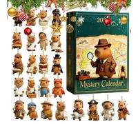 Calendario 'Avvento | Figure acriliche 2D, giocattolo 'avvento Capibara 24 giorni - per specchietto retrovisore 'automobile in classe ripieno di calzino albero del giardino celebrazione