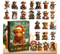 Calendario Avvento Highland Cattle | Decorazione Con Figura Di Collezionabile 3D - Calendario Conto Alla Rovescia 24 Giorni Per Natale | Per Adulti Soggiorno Camera Da Letto Cucina Vacanze Festa Di Co