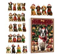 Calendario 'Avvento in ornamenti natalizi - acrilico stagionale 2D | Calendario per conto alla rovescia 24 giorni ornamenti a tema cane,per parete porta, albero amatoriale di animali