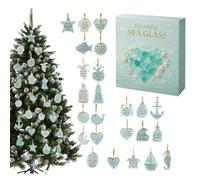 Calendario 'Avvento marino - Display in acrilico 2D a tema oceano 24 pezzi | Albero di Natale acrilico marino con tasche appese decorazione natalizia coppia