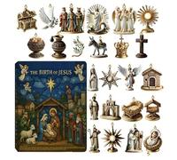 Calendario 'Avvento Natale 2025, Calendario A Pendente Tema Gesù Per Conto Alla Rovescia, Decorazioni Religiose 2D Piatte Stagionali per Recinto Soggiorno Parete Finestra
