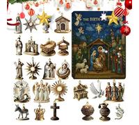Calendario 'Avvento Natale 2025 - Calendario A Pendente Tema Gesù Per Conto Alla Rovescia,Decorazioni Religiose 2D Piatte Stagionali per Recinto Soggiorno Parete Finestra
