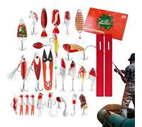 Calendario 'Avvento Natale - Cofanetto 24 esche Calendario 'Avvento Natale 2025 - Materiale da impermeabile per vacanze viaggi fiume acqua salata e acqua dolce