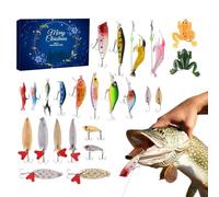 Calendario 'Avvento Natale | Cofanetto 24 esche da per l'avvento di Natale - Tackle portatile trota persico acqua dolce salata pescatore sbarcadere spiaggia