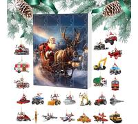 Calendario 'Avvento Natalizio | 24 Scatole Conteggio Alla Vigilia | Decorazione Acrilica 2D Design Trasporto Babbo Natale | Per Porta Giardino Albero Regali Festivi