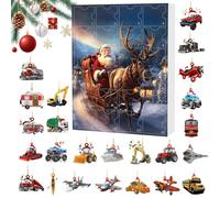 Calendario 'Avvento Natalizio | 24 Scatole Conteggio Alla Vigilia | Decorazione Acrilica 2D Design Trasporto Babbo Natale | Per Porta Giardino Albero Regali Festivi