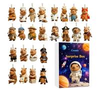 Calendario 'Avvento natalizio Capybara 2025, decorazioni per albero di Natale in acrilico, ciondoli a forma di capibara (acrilico 2D), ornamento per specchietto retrovisore auto e zaino