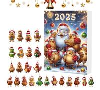 Calendario 'avvento Natalizio, Ciondoli 2D Gallina Acrilico Specchietto Retrovisore Auto, Conteggio Alla Rovescia 2025 24-Giorni, Decorazione Appendibile Per Albero Di Natale Specchietto Auto Casa Fes