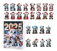 Calendario 'avvento Natalizio Panda 24 Giorni,Calendario 'avvento Con Ciondoli Panda 2D In Acrilico | Ciondolo Specchietto Retrovisore Animali per Auto Zaino Albero di Natale Finestra