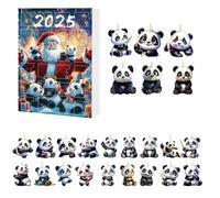 Calendario 'avvento Natalizio Panda,Conteggio Alla Rovescia 2025 Con 24 Ornamenti A Forma Di Panda - Pendente In Acrilico 2D Animale Per Zaino Decorazioni Albero Di Natale Parete Porta