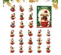 Calendario 'Avvento Natalizio,Simpatico Giocattolo Tematico Cane 24 Giorni in Acrilico,Calendario Per Feste Con Conto Alla Rovescia A Tema Canino - Per Le Feste Natalizie Casa E Famiglia Regalo