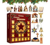 Calendario 'Avvento Natività - Presepe 2D Decorazione Casa 24 Giorni - Calendario di Natale Statuine di Gesù - Per Auto Chiesa Festa Compleanno Finestra Porta Vacanza