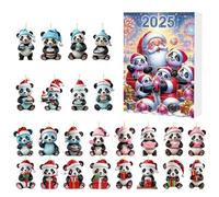 Calendario 'avvento - Ornamento Natalizio Panda 2D | 24 Pendenti Conto Alla Rovescia per Maniglia Porta Calza Regalo Tradizione Holiday