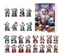 Calendario 'avvento | Ornamento Natalizio Panda 2D - 24 Pendenti Conto Alla Rovescia per Maniglia Porta Calza Regalo Tradizione Holiday