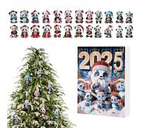 Calendario 'Avvento Panda 24 Giorni | Adesivi Acrilici 2D per Calendario 'Avvento con Motivo Panda - Ciondolo Specchietto Retrovisore Animali per Auto Zaino Albero di Natale Finestra