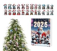 Calendario 'Avvento Panda 24 Giorni | Set Ornamenti Panda Acrilico 2D Calendario Conto Alla Rovescia,Ciondolo Specchietto Retrovisore Animali per Auto Zaino Albero di Natale Finestra