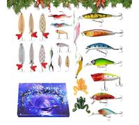 Calendario 'Avvento per | 24 giorni calendario natalizio con set di esche artificiali, set di esche per stagione e feste, decorazione per la casa, hobby, appassionati di per Natale e