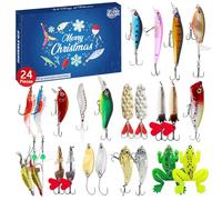 Calendario 'Avvento Per Attrezzatura Da,Calendario 'Avvento a 24 Giorni Con Esche Per Uomini,Esca Natalizia Per Trota Persico Pesce Gatto Salmerino Walleye - Fiume Torrente Spigola Persico Trota Mare