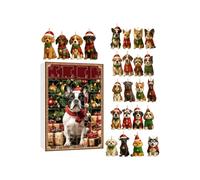 Calendario 'avvento per cani con ornamenti- 28x20 cm Hobby di cuccioli di Natale, copertine acriliche di acrilico 2D per 24 giorni | Finestra albero di compleanni domestici