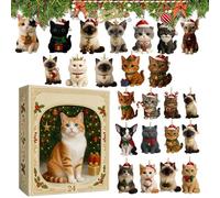 Calendario 'Avvento per gatti - 24 giorni con ciondolo a forma di gatto - Calendario 'Avvento in acrilico | decorazione per la casa - per ghirlande di Natale, albero di Natale, porta di casa
