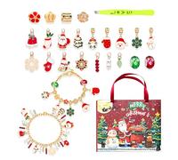Calendario 'Avvento per il 2024,Calendario di Natale 'Avvento, Kit per la creazione di gioielli Calendario del conto alla rovescia di Natale Braccialetti con charm, conto alla rovescia fino a
