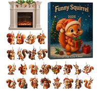 Calendario Avvento Per Il Natale 2025 - Acrilico 2D E Divertente,Ornamenti Scoiattoli Per Calendario Avvento - Per Albero Finestra Muro Porta Amici Ragazzi Amanti Degli Animali