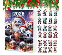 Calendario 'Avvento per Natale | Decorazioni natalizie Panda 2D | 24 pezzi di ciondoli conteggio alla rovescia per albero maniglia porta specchietto retrovisore zaino tradizionale