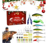 Calendario ' Avvento Per Pescatore | Conteggio Alla Rovescia 24 Giorni Per Natale Set Esca | Kit Esche Stagionali Festività Decorazione Casa | Regalo Padre Festa All' Aperto Stagione Natalizia
