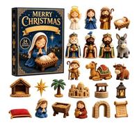 Calendario 'Avvento per presepe, in acrilico 2D, 24 giorni, mini | Graziosi ciondoli per albero di Natale per finestra, porta, parete, caminetto, albero di Natale, casa, chiesa e ufficio