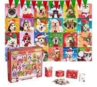 Calendario Avvento Puzzle 2024,Calendario dell'Avvento Puzzle Natale con Cani per Bambini e Adulti, 24 Scatole 1008 Puzzle per Ragazzi e Ragazze Regali del Conto alla Rovescia di Natale Calze Regalo