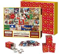 Calendario Avvento Puzzle Natale 1000 Pezzi con 24 Confeini a Sorpresa, Regalo Creativo per Bambini e Calendario Avvento Educativo per Ragazze e Ragazzi per Attività Familiari Natalizie