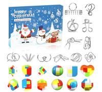 Calendario Avvento Rompicapo, 2025 Puzzle Natale Calendario Avvento, 12 Pezzi Rompicapo in Metallo, 12 Pezzi Puzzle in Plastica 3d, per Bambini Adulti