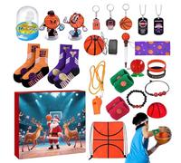 Calendario 'Avvento sportivo | Portachiavi a e calze imbottite 24 giorni | Mini giocattoli da basket, calcio e baseball | Regalo per il conto alla rovescia di Natale per bambini, scuola, uff