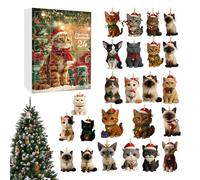 Calendario 'Avvento - Statuetta a forma di gatto a tema acrilico da 24 giorni - portachiavi calendario natalizio 'avvento - per vacanze feste in aula uffici scrivania da parete albero per